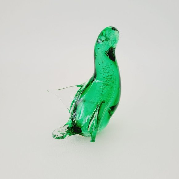 Venetian Glass Penguin Green Figurine Paperweight Made in Italy Animal Decor - Picture 3 of 11